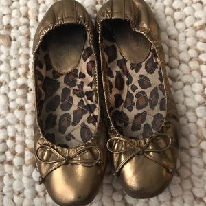 Coach leather foldable ballet flats satin lined